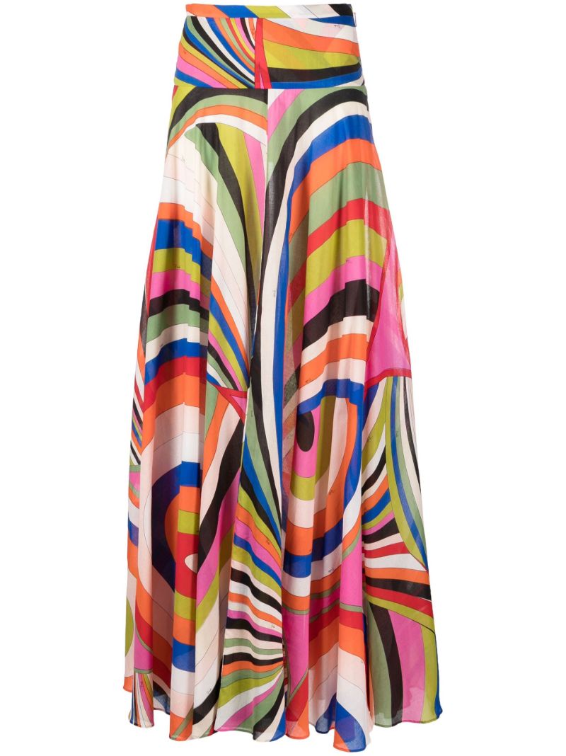 Multicolour Iride Print Silk Skirt