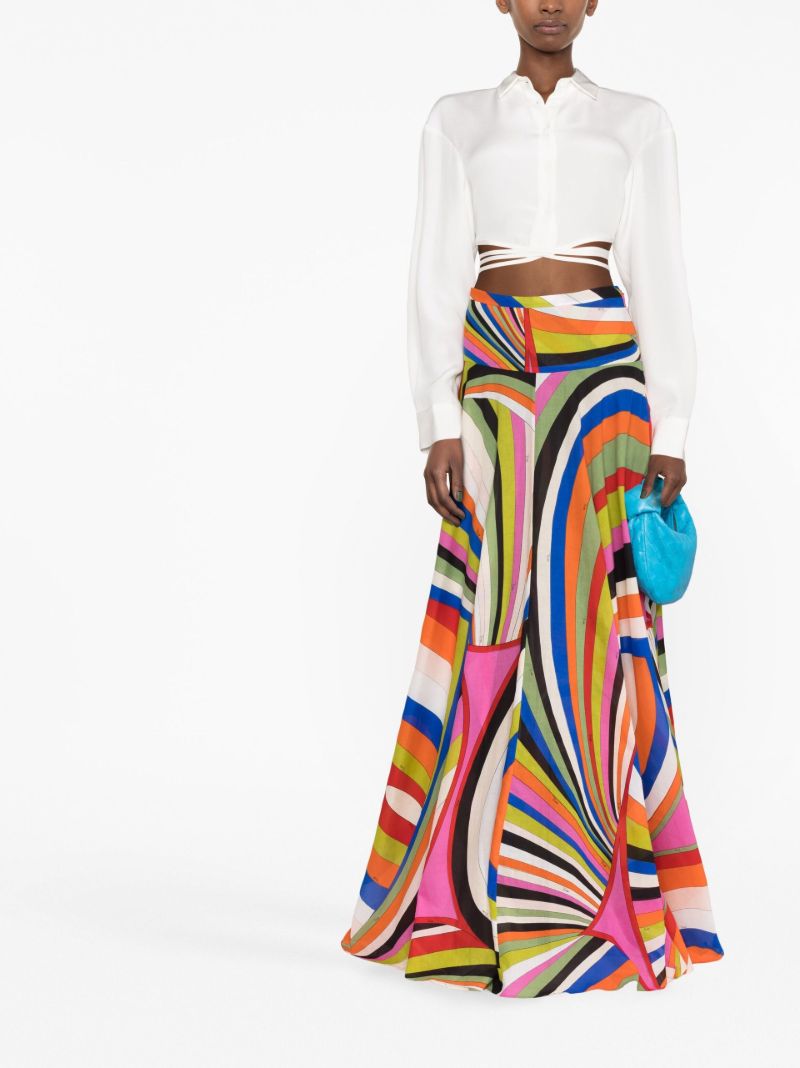 Multicolour Iride Print Silk Skirt