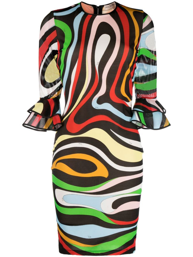 Black Marmo-print Mini Dress