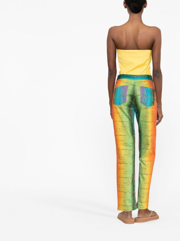 Multicolour Crystal Embellished Straight-leg Trousers