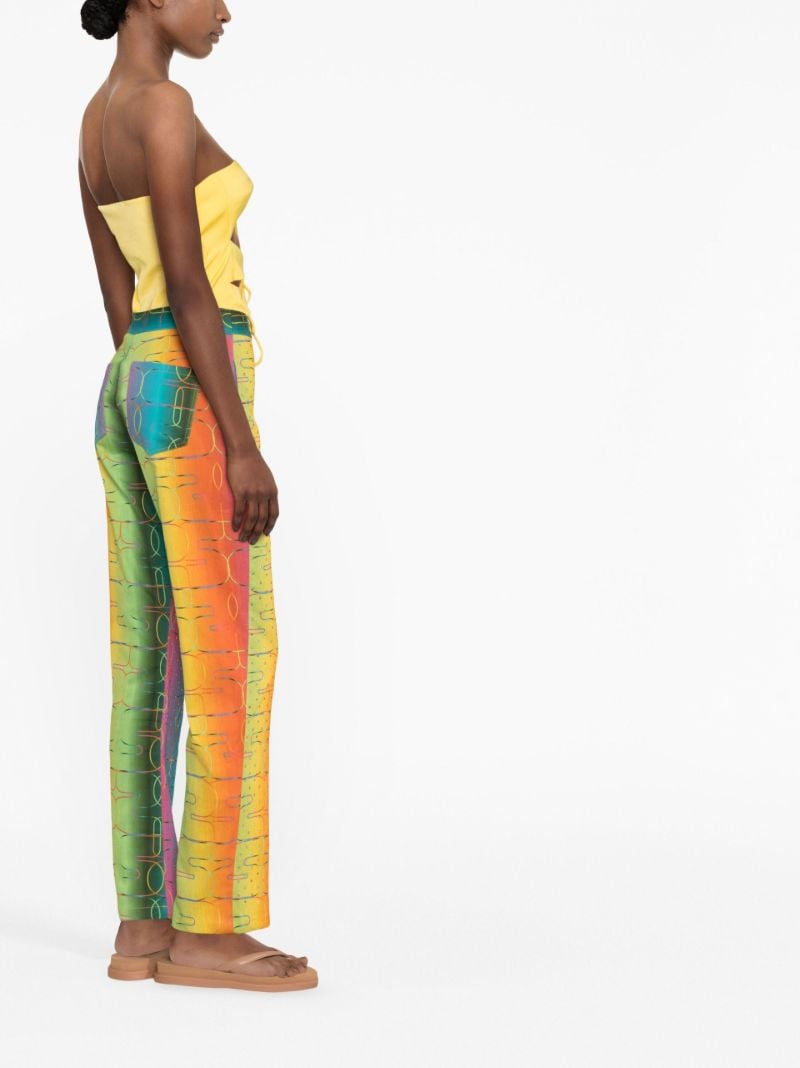 Multicolour Crystal Embellished Straight-leg Trousers