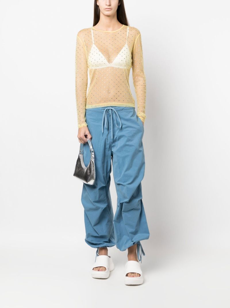 Yellow Desta Crystal Embellished Sheer Top