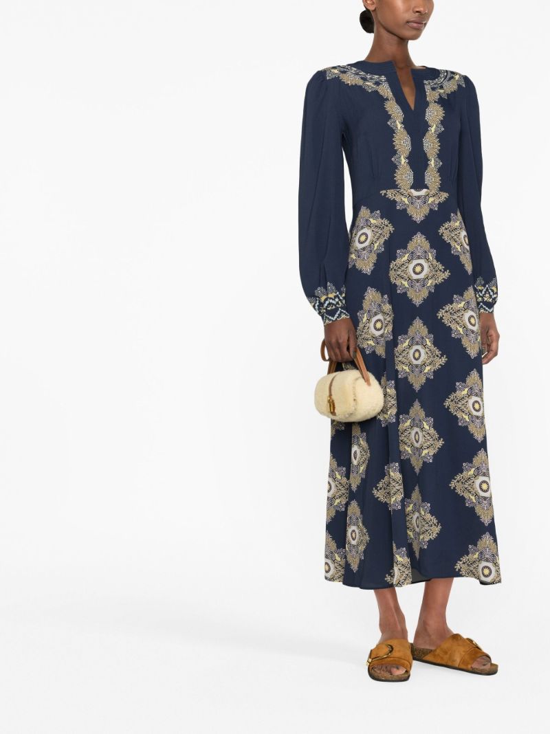 Blue Embroidered Design Dress