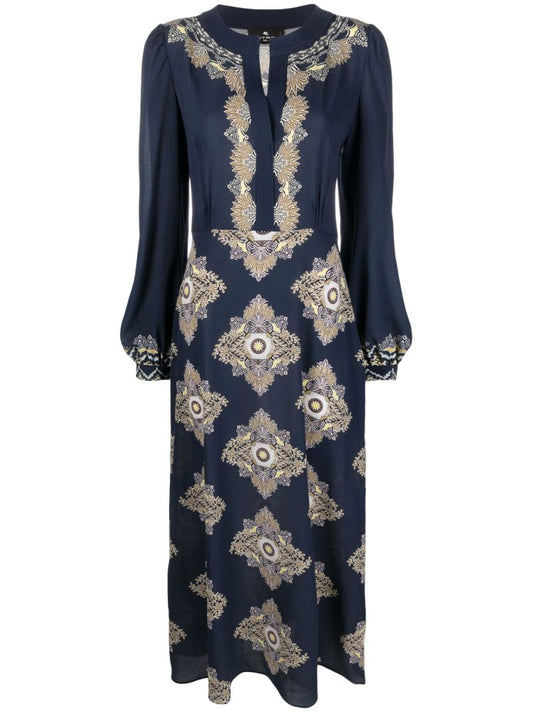 Blue Embroidered Design Dress