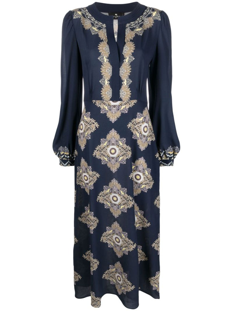 Blue Embroidered Design Dress