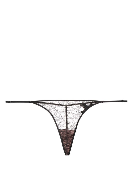 Black Lace Panel Thong