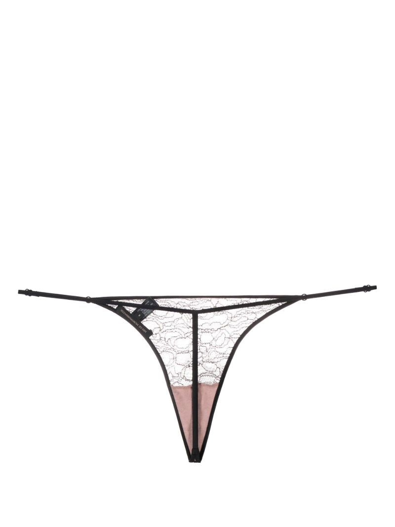 Black Lace Panel Thong