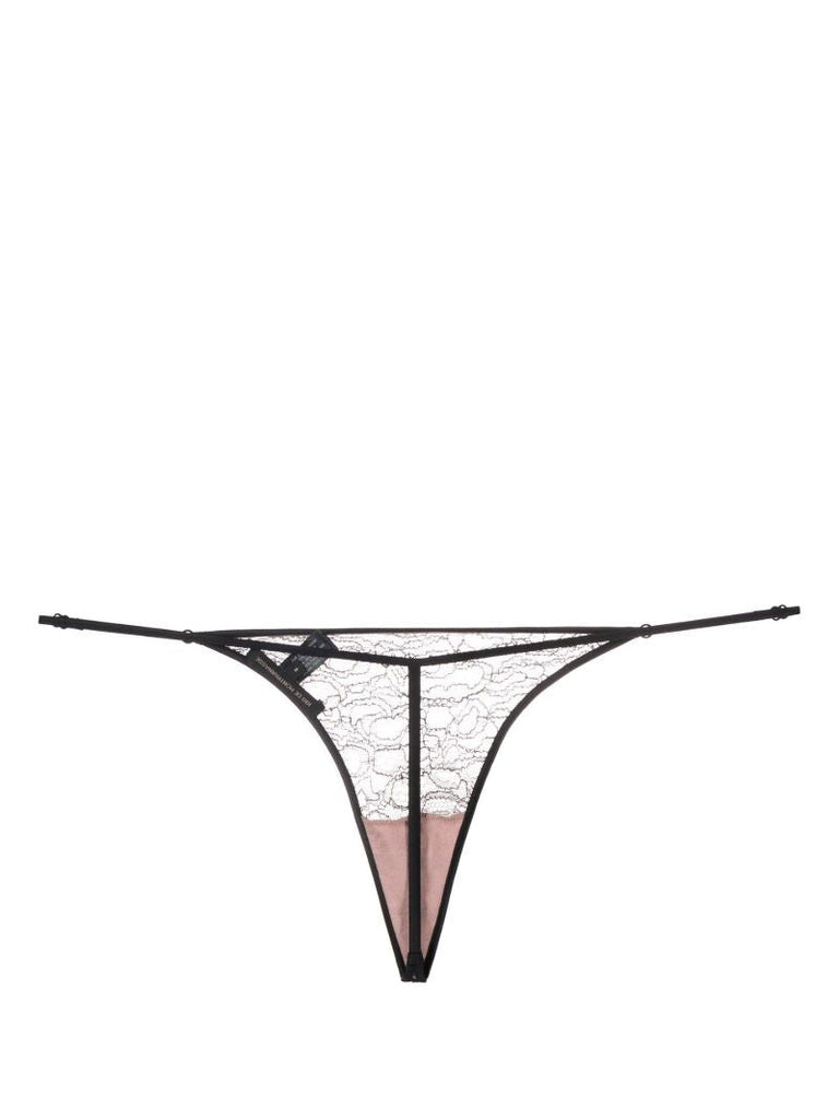 Black Lace Panel Thong