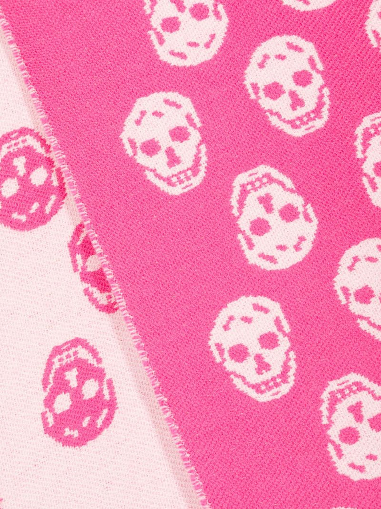 Pink Skull Jacquard Wool Scarf