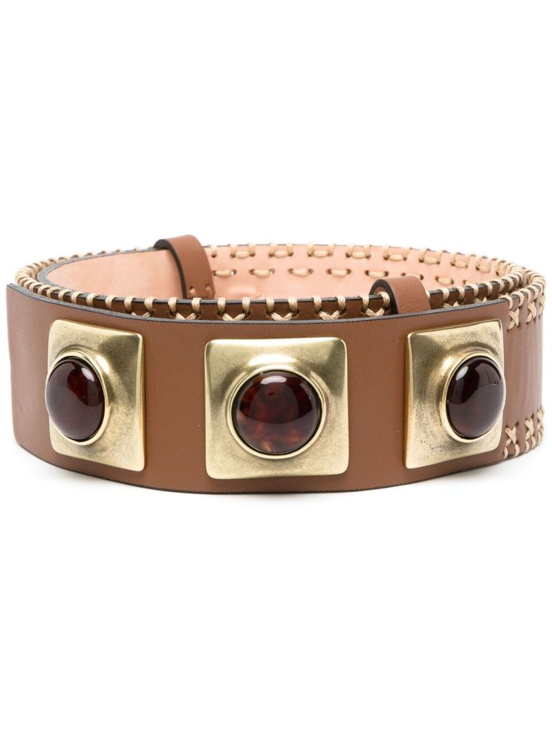 Brown Whipstitch Leather Belt