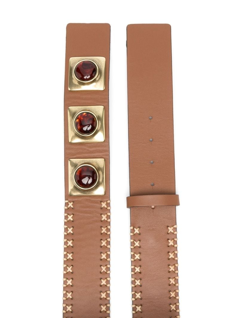 Brown Whipstitch Leather Belt