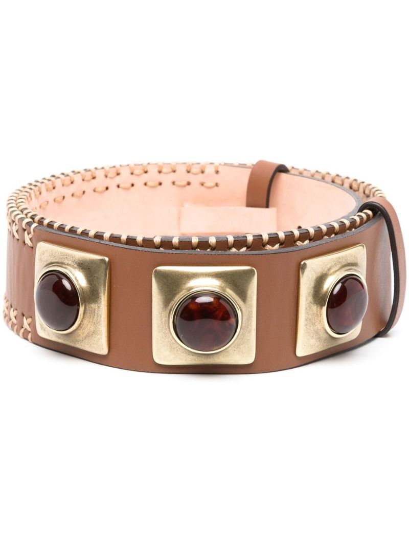 Brown Triple Stone Leather Belt