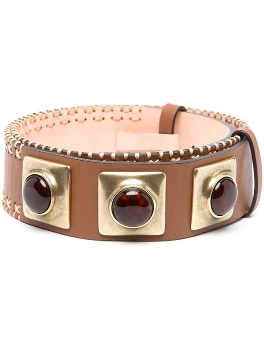 Brown Triple Stone Leather Belt