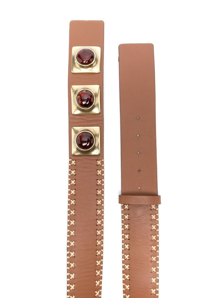 Brown Triple Stone Leather Belt