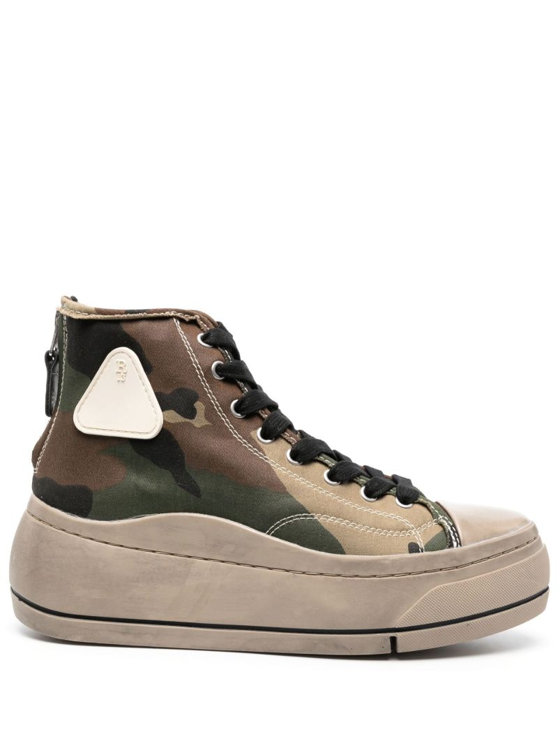 Brown Camouflage Print High-top Sneakers