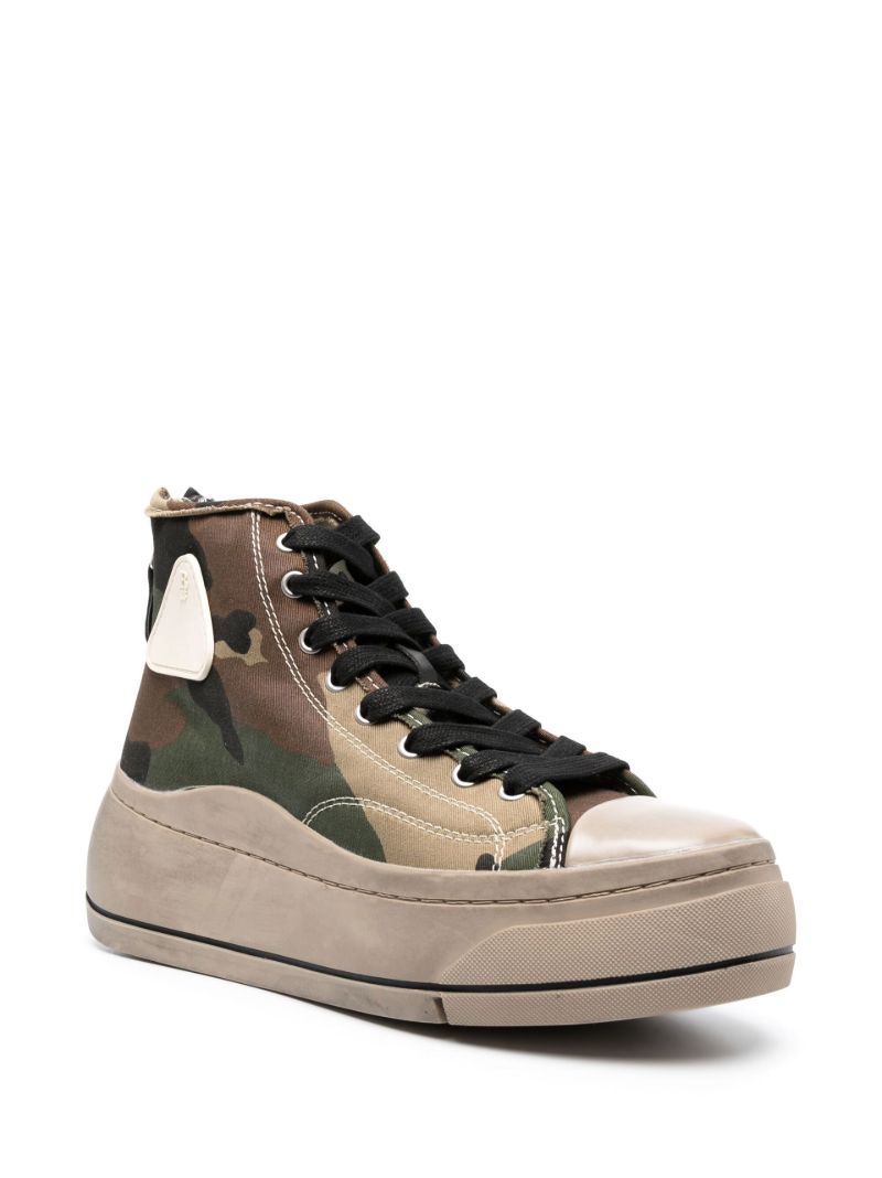 Brown Camouflage Print High-top Sneakers
