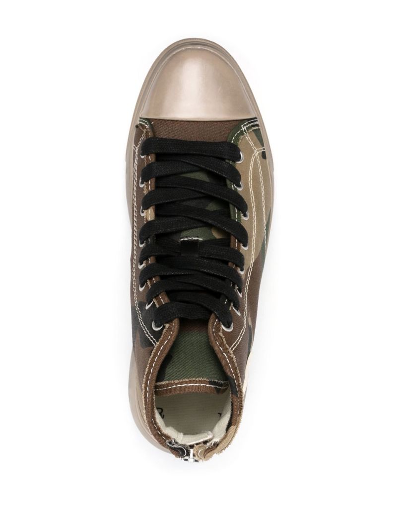 Brown Camouflage Print High-top Sneakers