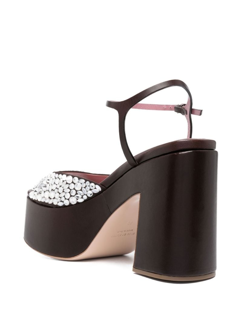 Black 130 Crystal Leather Platform Sandals