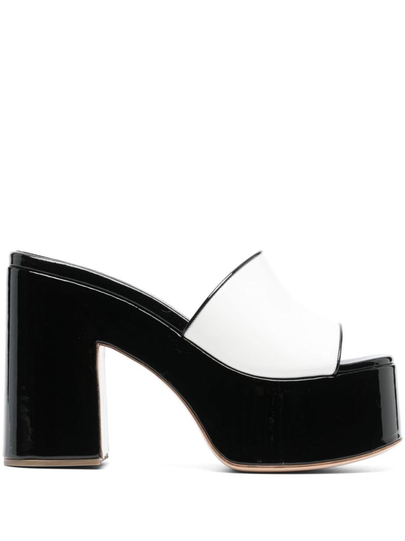 Black and White Laquer Doll 65 Playform Sandals