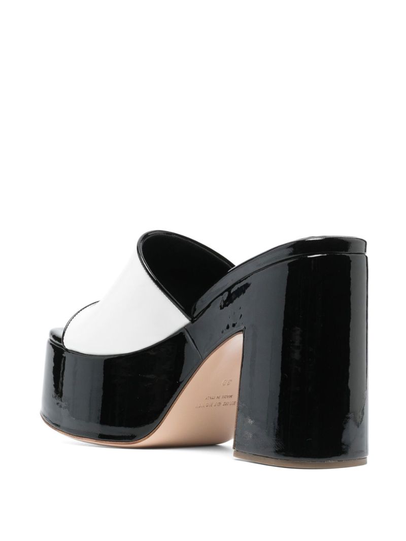 Black and White Laquer Doll 65 Playform Sandals