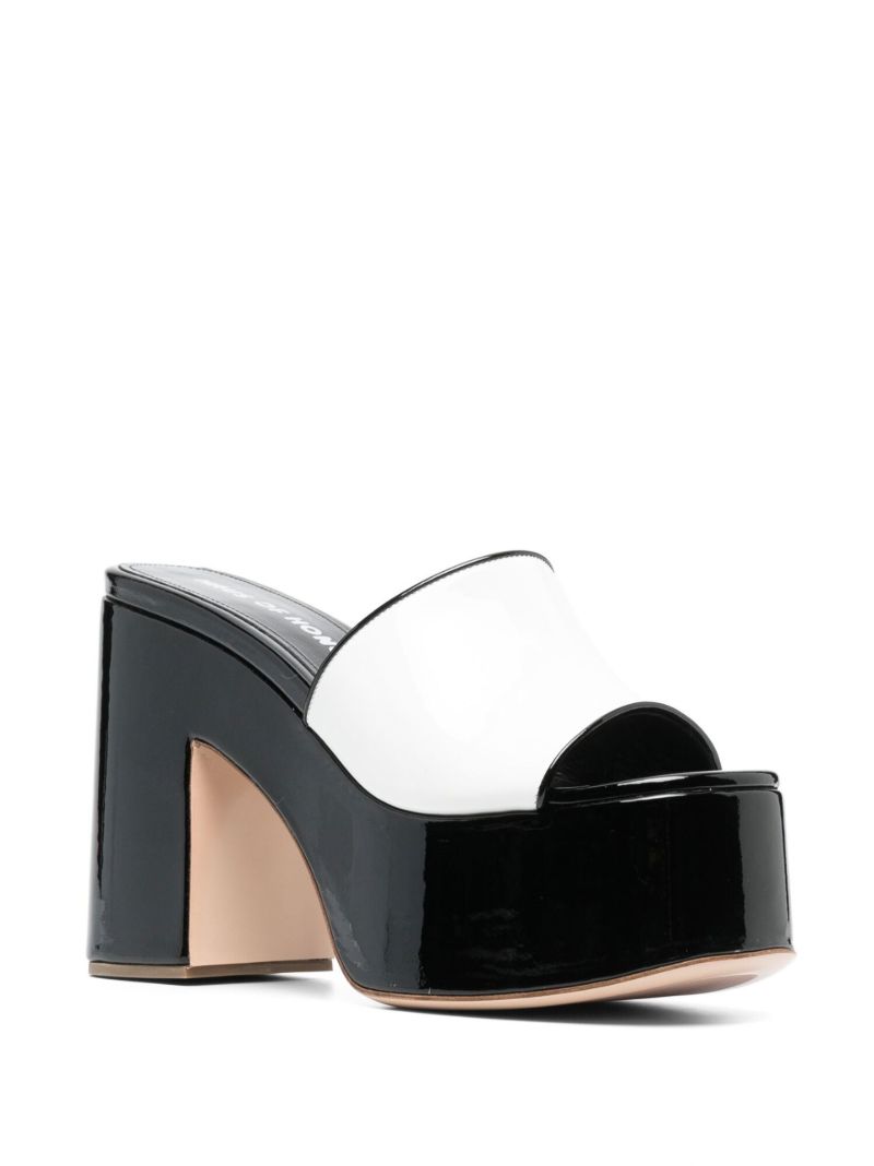 Black and White Laquer Doll 65 Playform Sandals