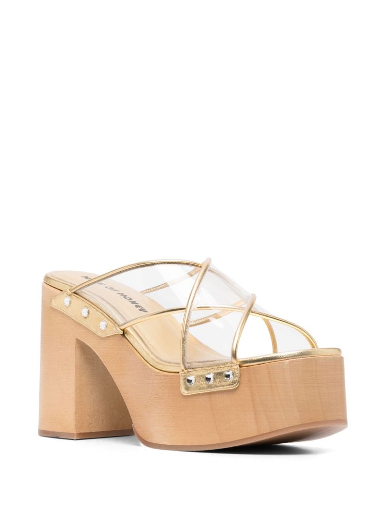 Gold-tone 115 Platform Mules