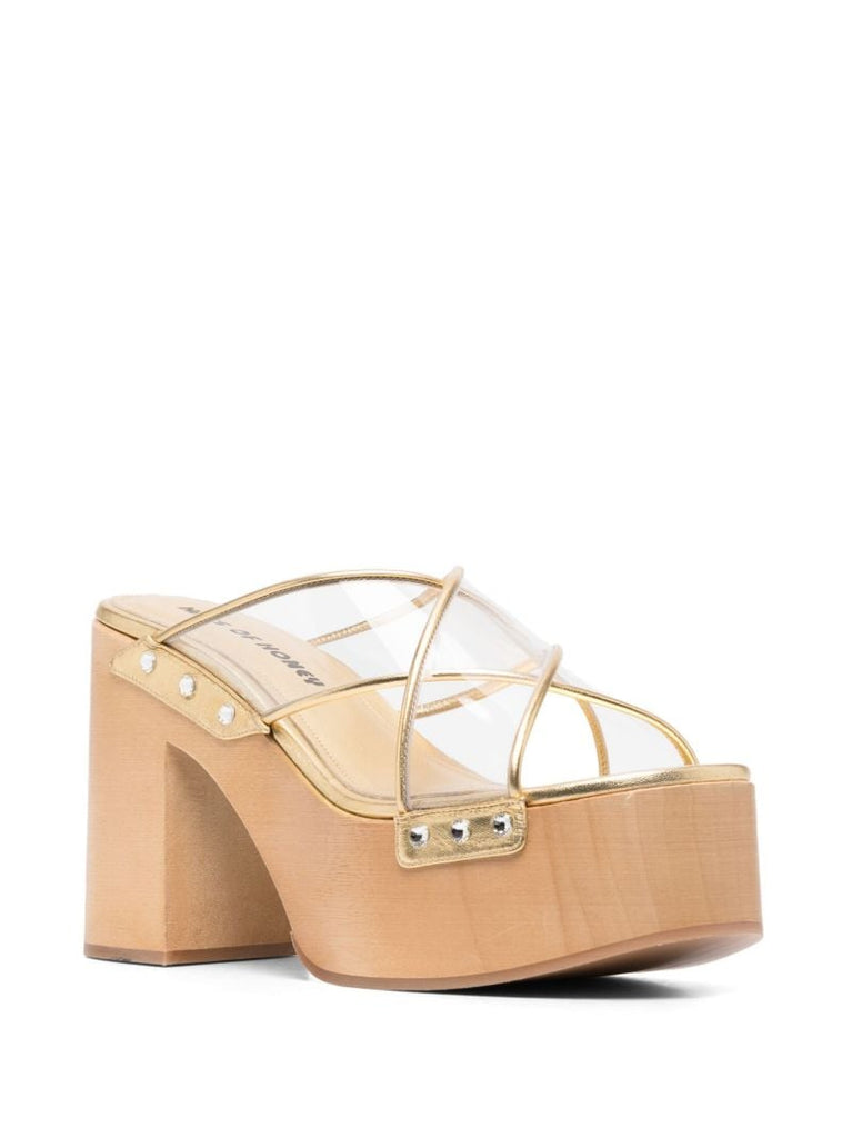 Gold-tone 115 Platform Mules