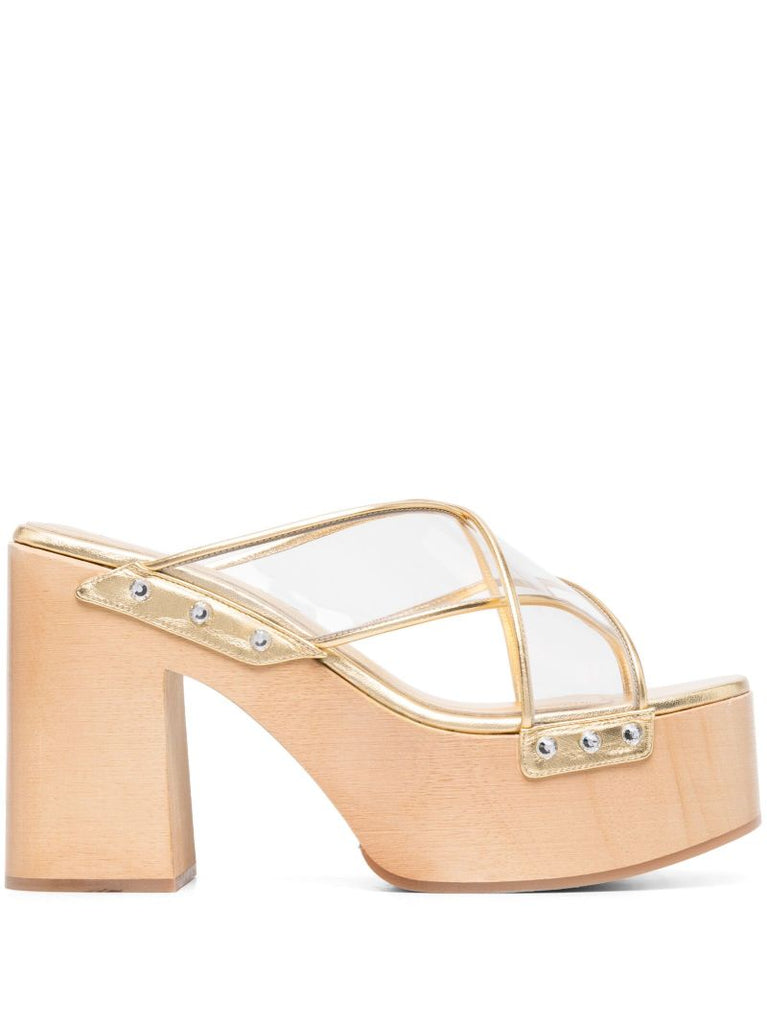 Gold-tone 115 Platform Mules