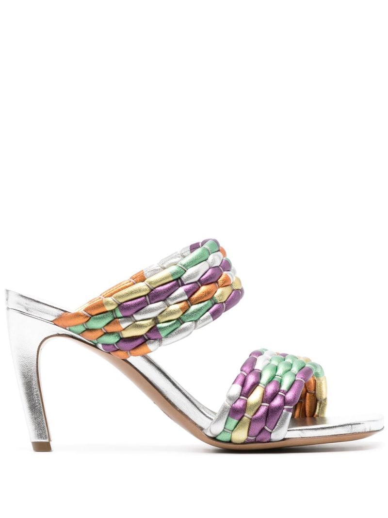 Silver-tone Woven Leather Sandals