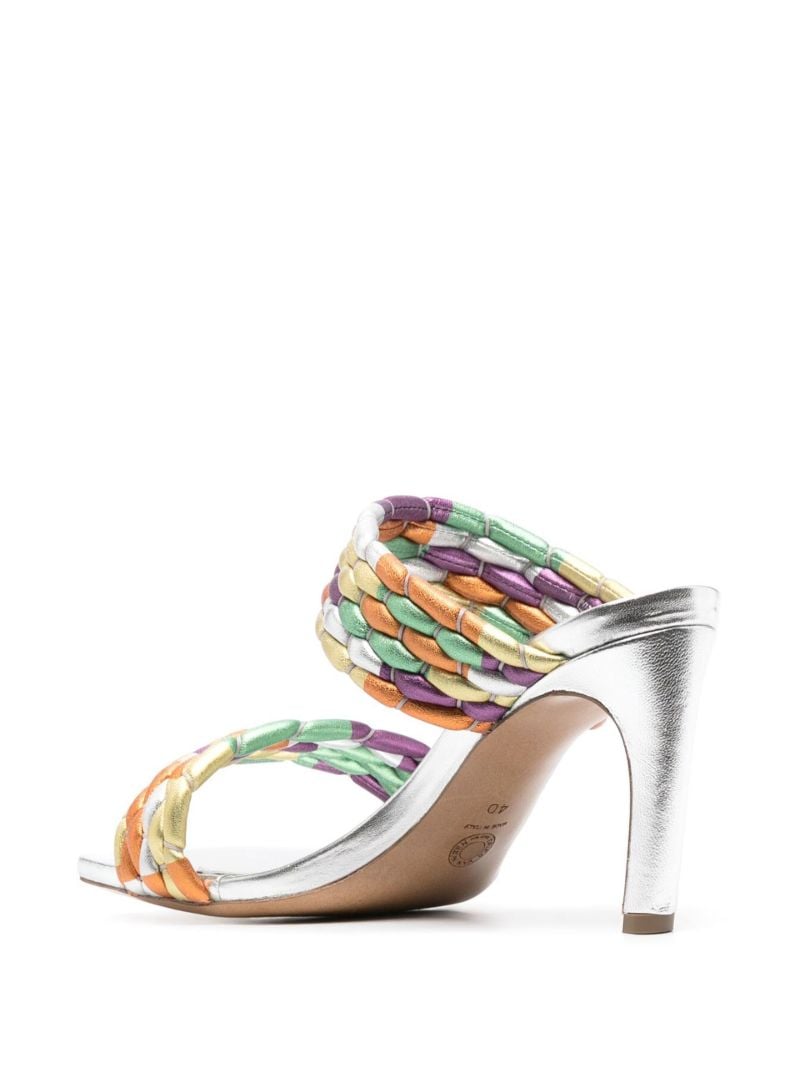 Silver-tone Woven Leather Sandals