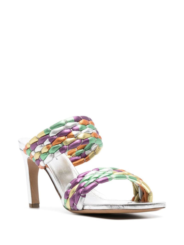 Silver-tone Woven Leather Sandals