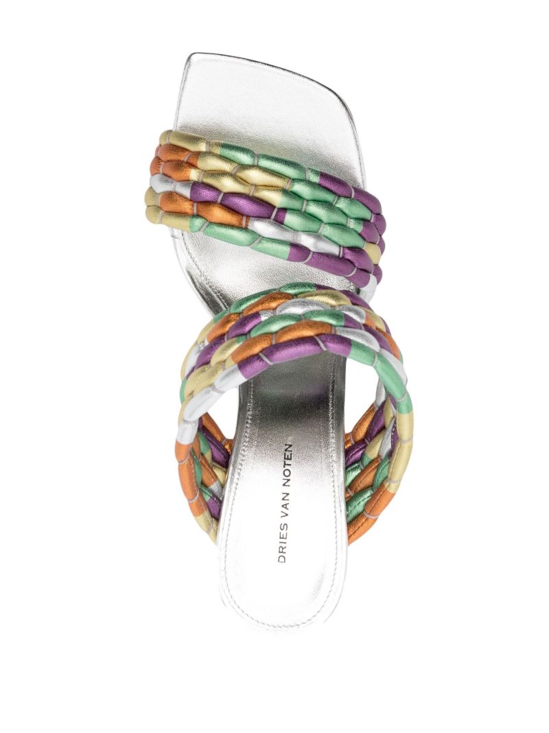 Silver-tone Woven Leather Sandals