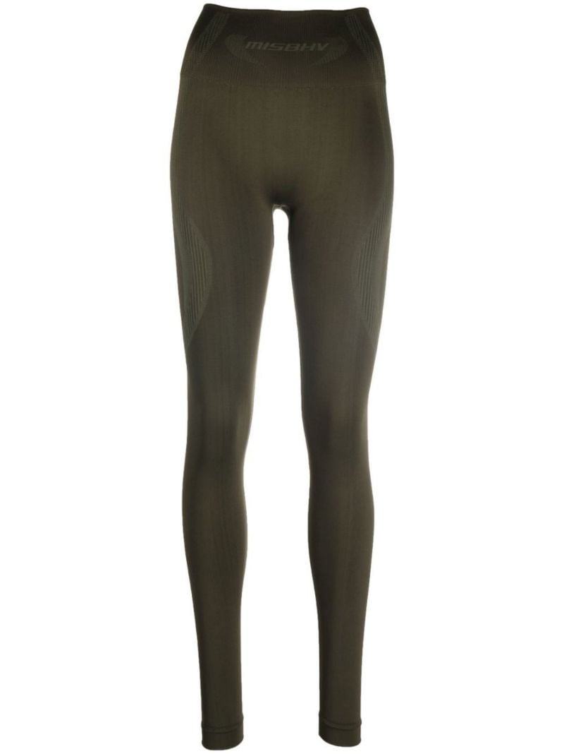 Green Logo Print Sports Leggings