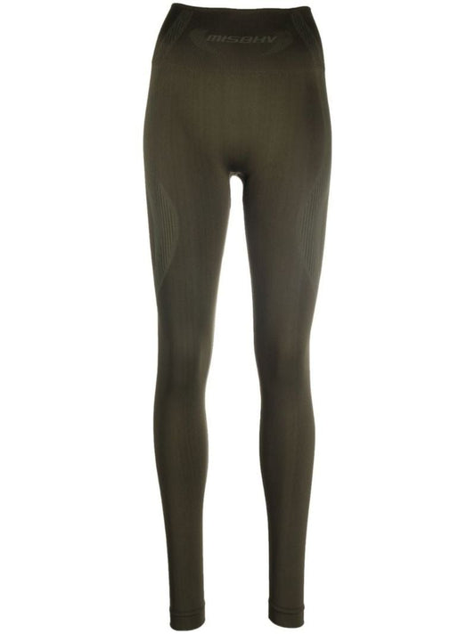 Green Logo Print Sports Leggings