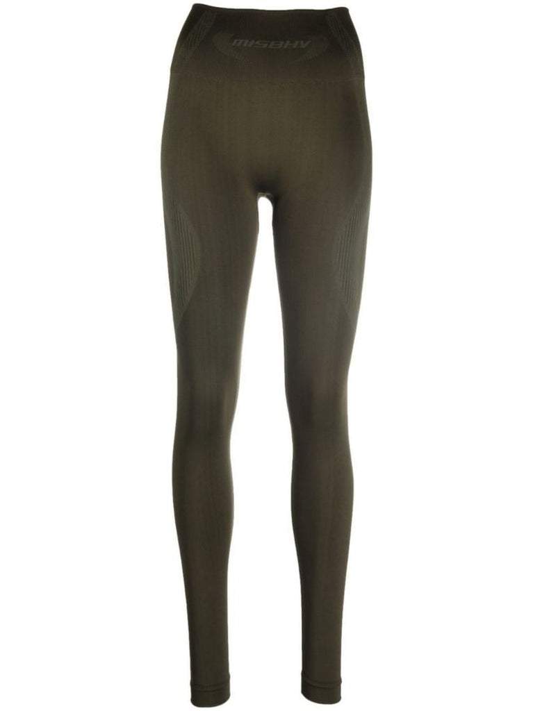 Green Logo Print Sports Leggings