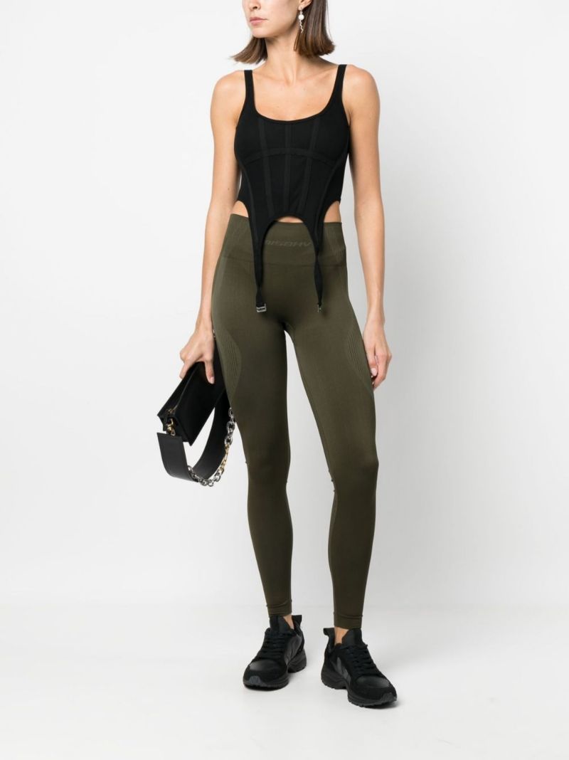 Green Logo Print Sports Leggings