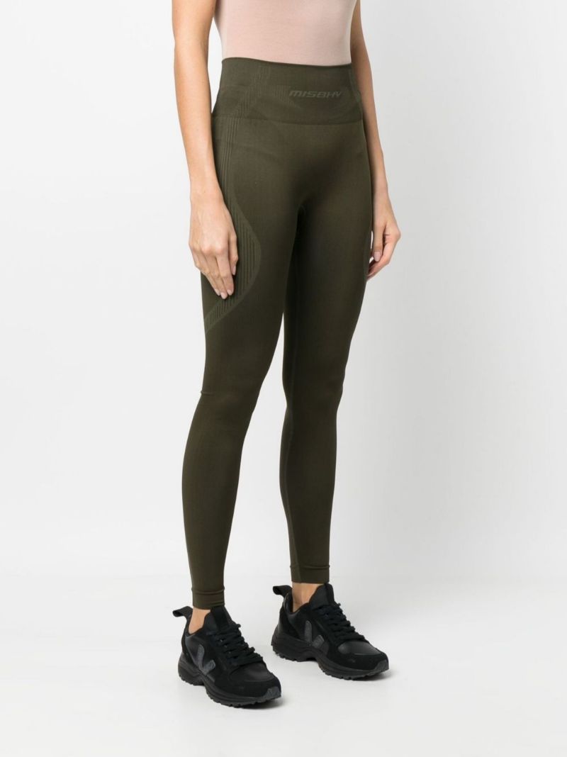 Green Logo Print Sports Leggings