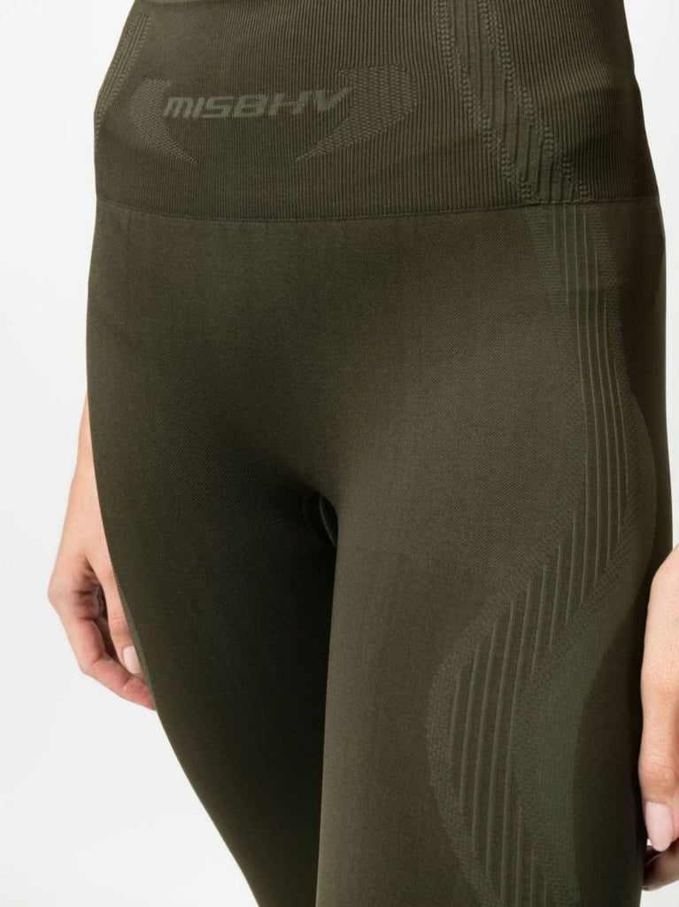 Green Logo Print Sports Leggings