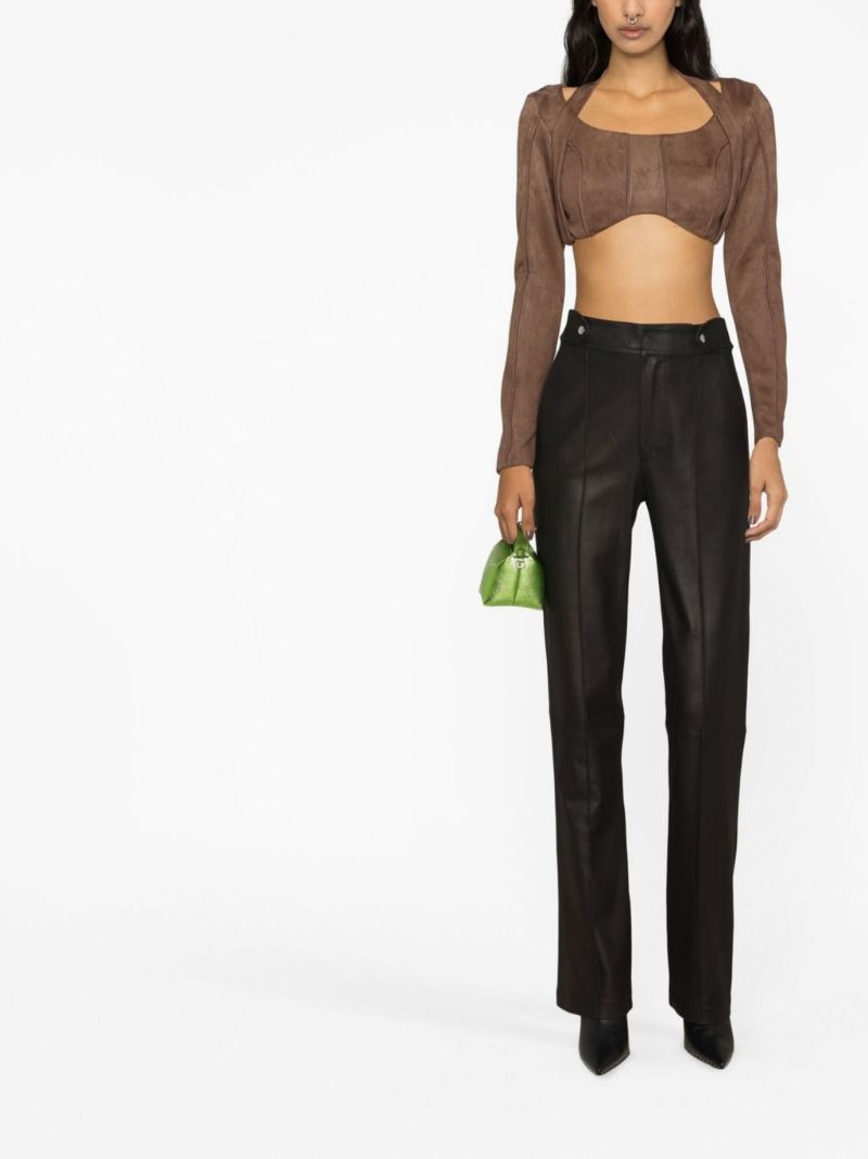 Brown Faux Suede Crop Top