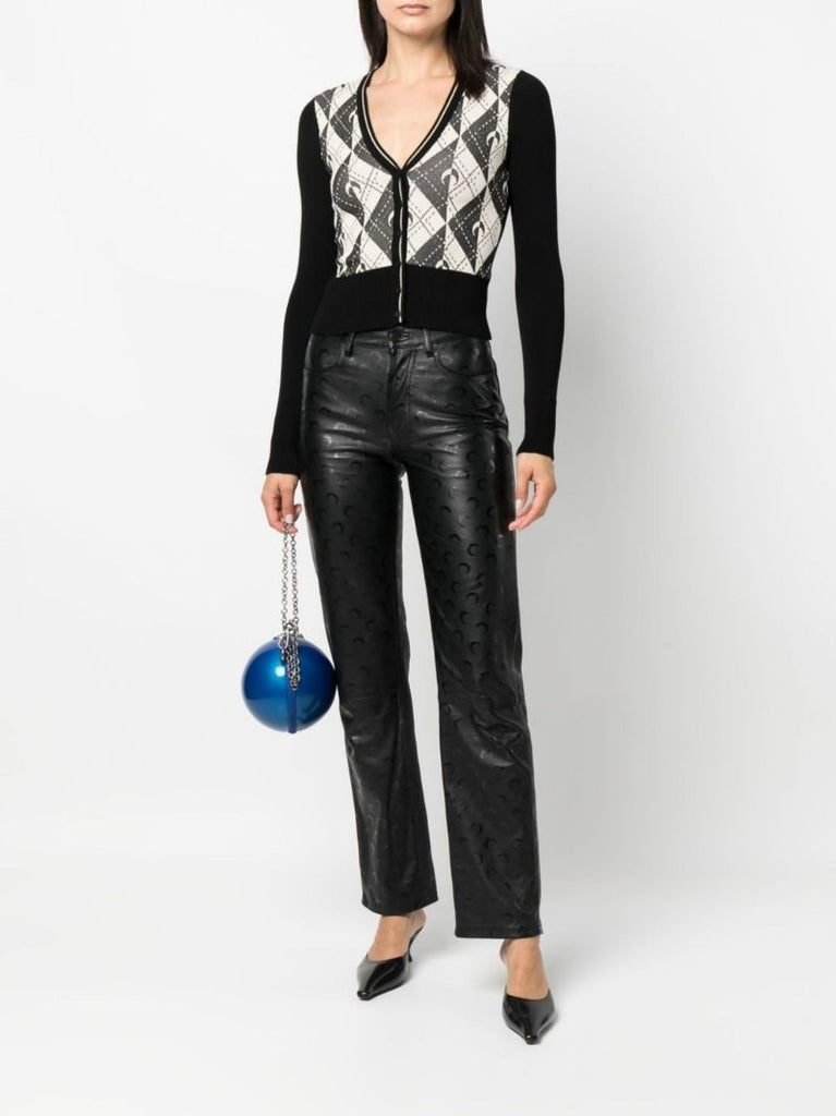 Black Royal Moon Carreaux Jacquard Cardigan