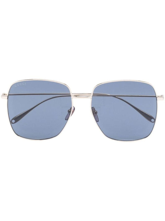 Gold Embellished Charm Square Sunglasses