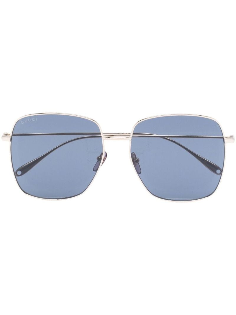 Gold Embellished Charm Square Sunglasses