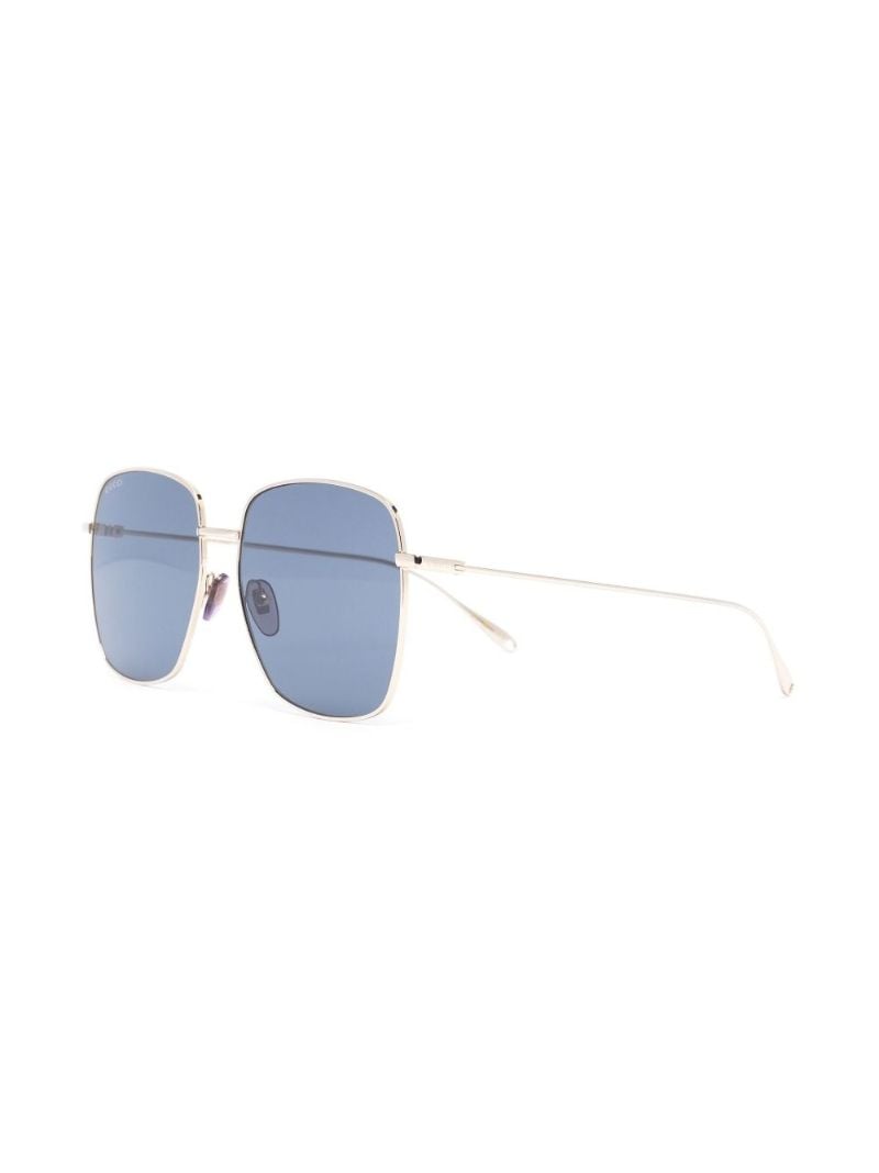 Gold Embellished Charm Square Sunglasses