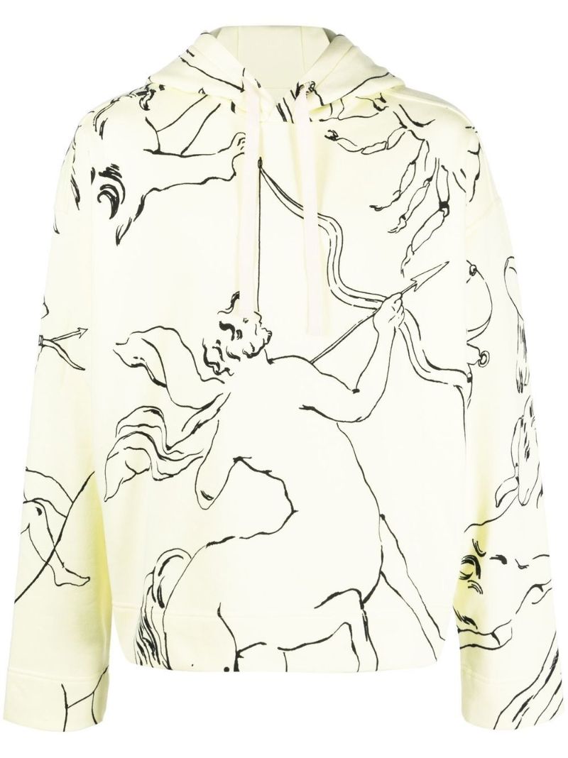 Neutral Astrology Print Cotton Hoodie