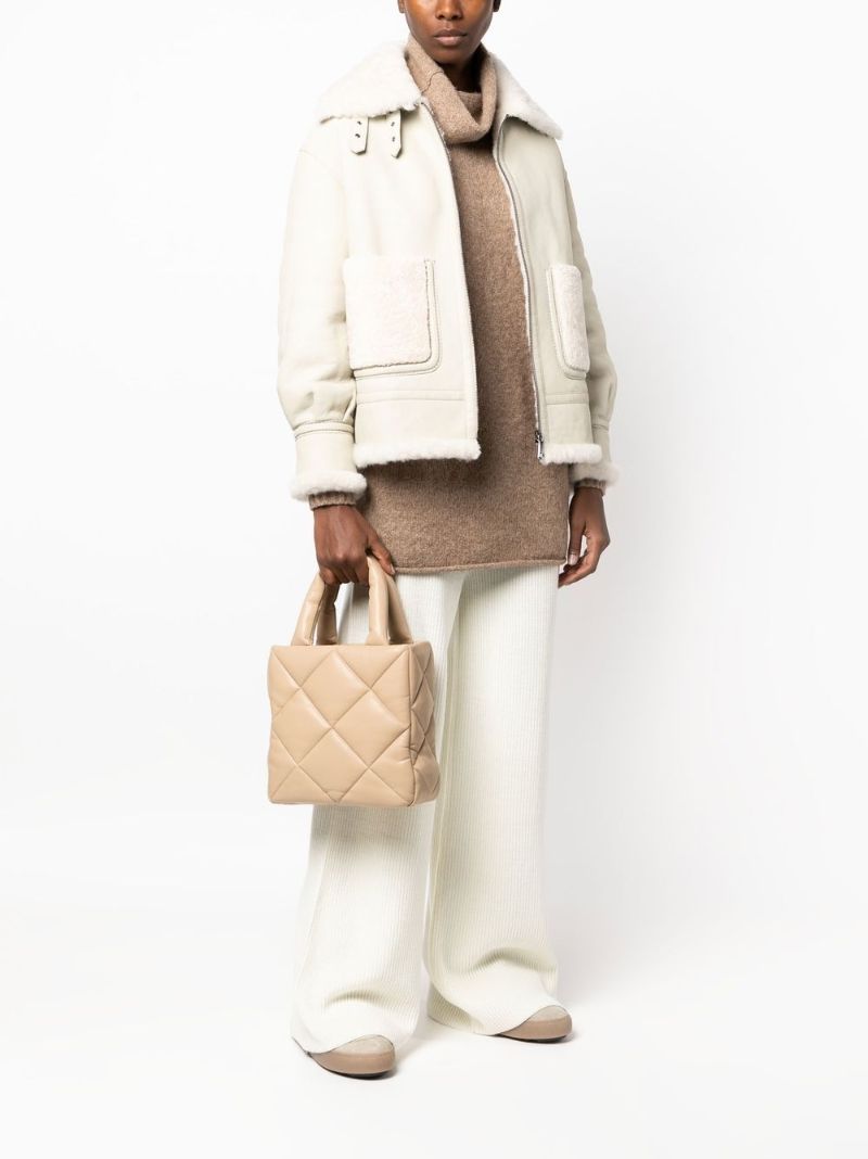 Neutral Rosanne Quilted Leather Tote Bag