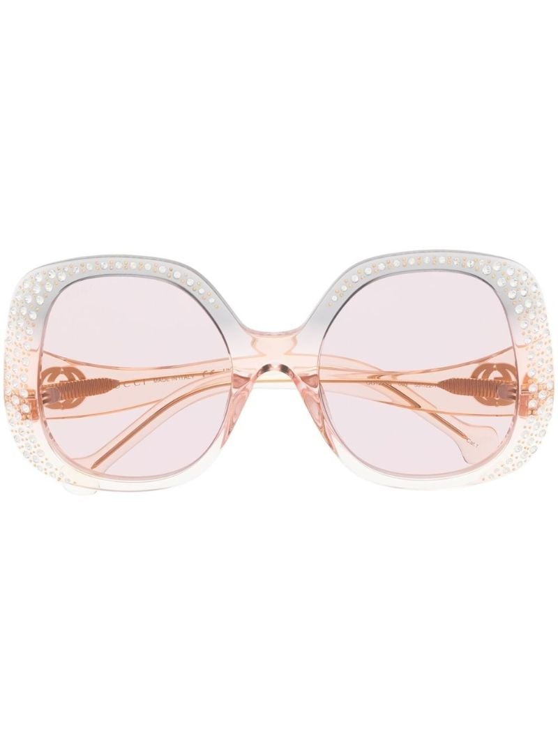 Pink Crystal-embellished Square Sunglasses