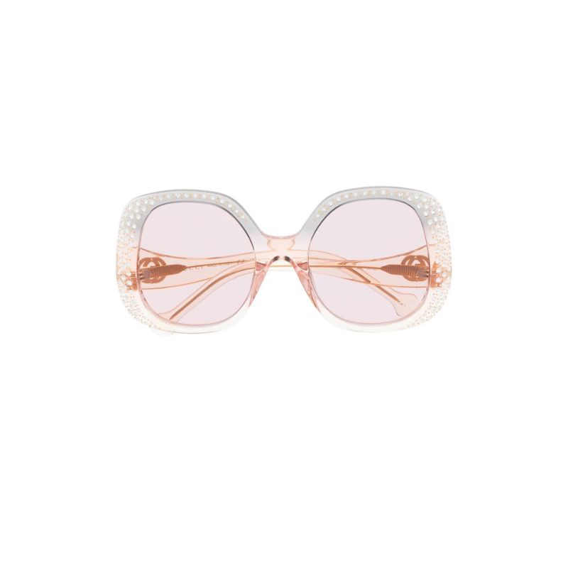 Pink Crystal-embellished Square Sunglasses