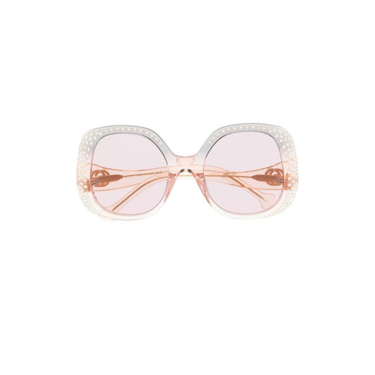 Pink Crystal-embellished Square Sunglasses