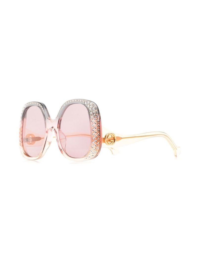 Pink Crystal-embellished Square Sunglasses