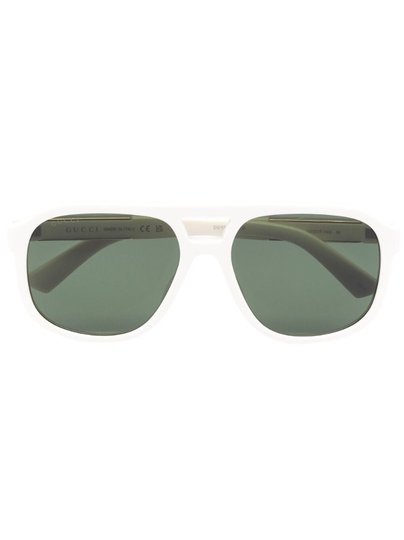 White Navigator Pilot-frame Sunglasses